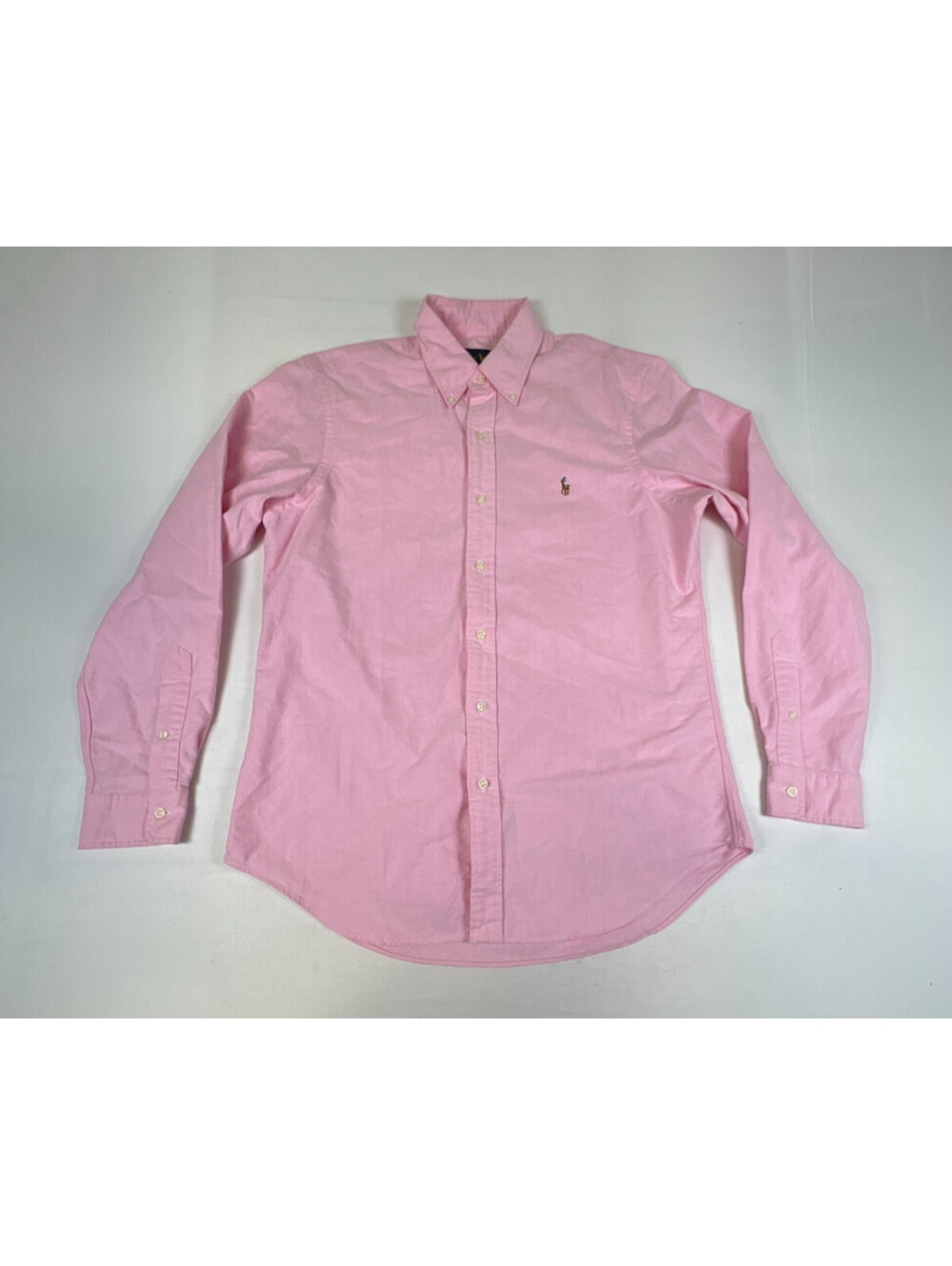 Ralph Lauren Polo Men M Pink Oxford Cotton Long Sleeve Button Down Shirt Logo